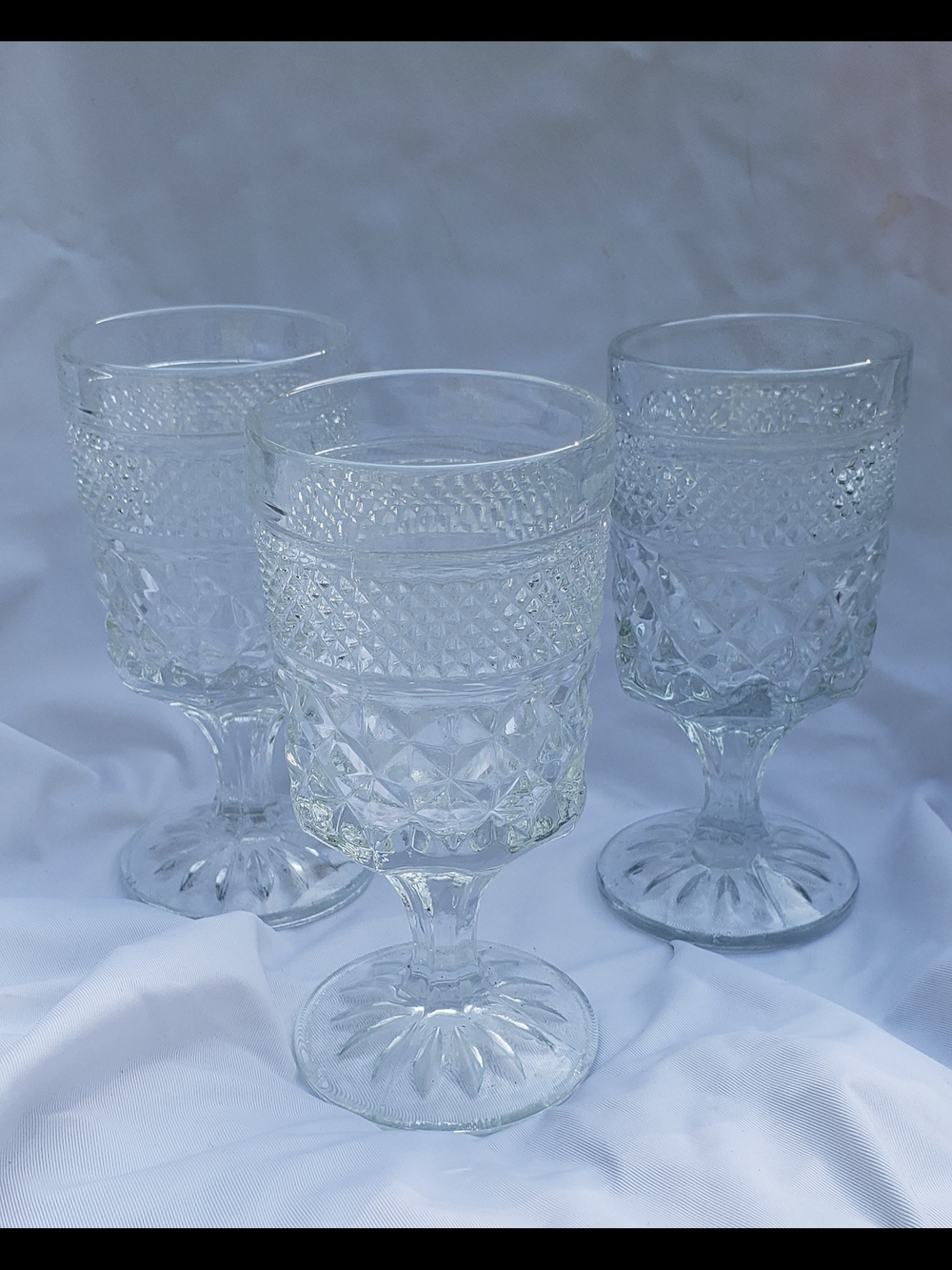 Vintage Anchor Hocking Wexford pattern Crystal Goblets - Set of 3